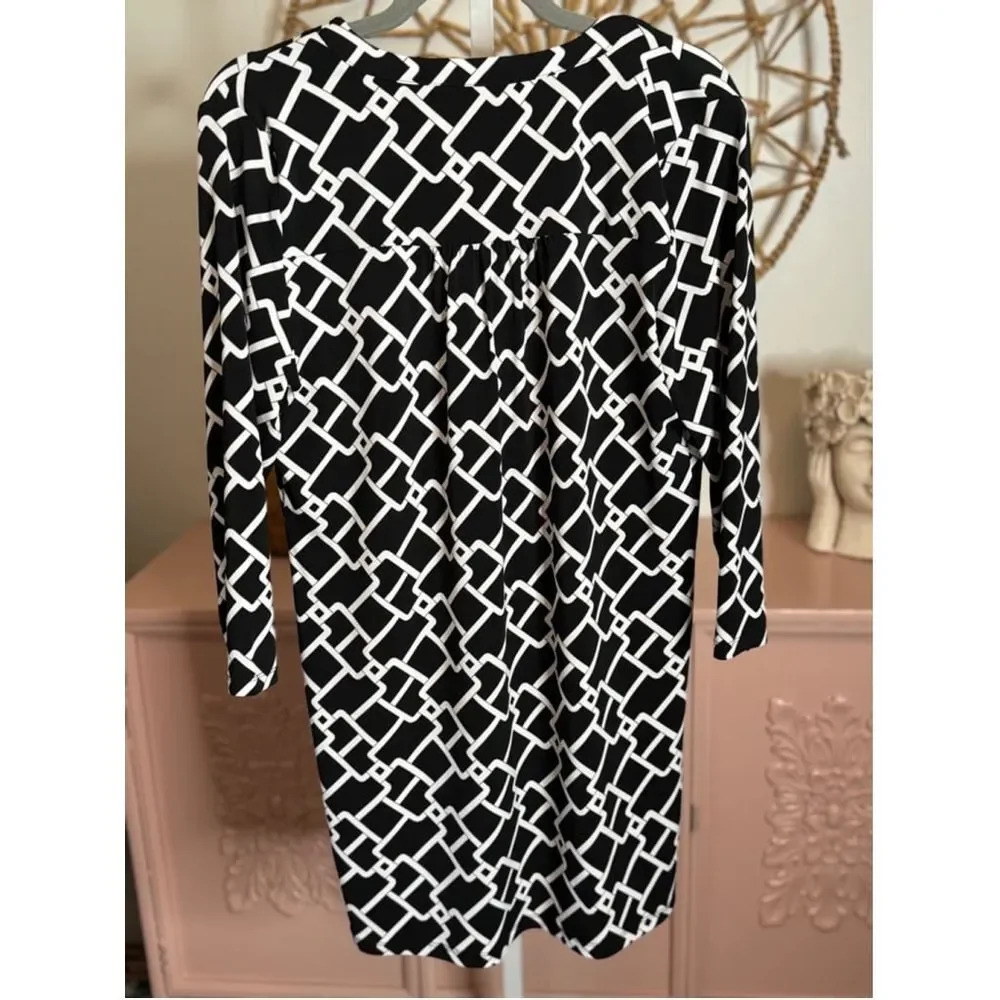 Women's Michael Kors Black & White Geometric Dress‎ Size M
